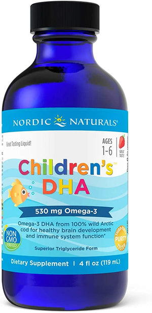 Nordic Naturals Children’s DHA, Strawberry - 4 oz - 530 mg Omega-3 with EPA & DHA - Brain Development & Function - Non-GMO - 48 Servings - Discount Nutrition Store