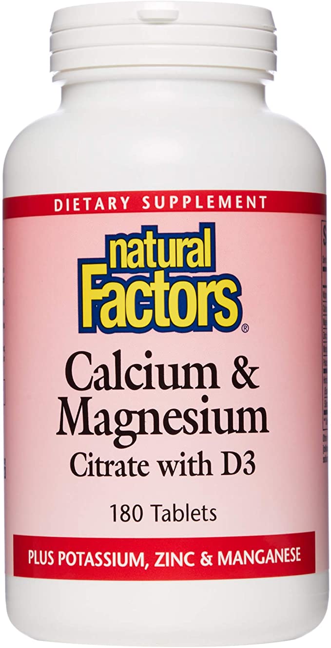 Natural Factors Calcium &amp; Magnesium Citrate with D, 180 Tablets