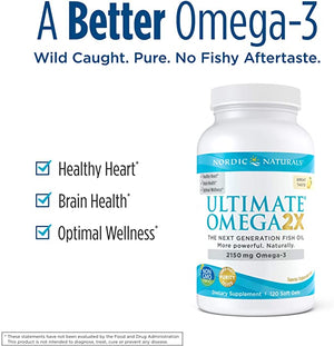 Nordic Naturals Ultimate® Omega 2X Lemon, 2150 mg, 120 Softgels