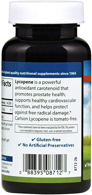 Carlson - Lycopene, 15 mg, Tomato-Free, Prostate Health & Cardiovascular Support, Optimal Wellness, 180 Softgels