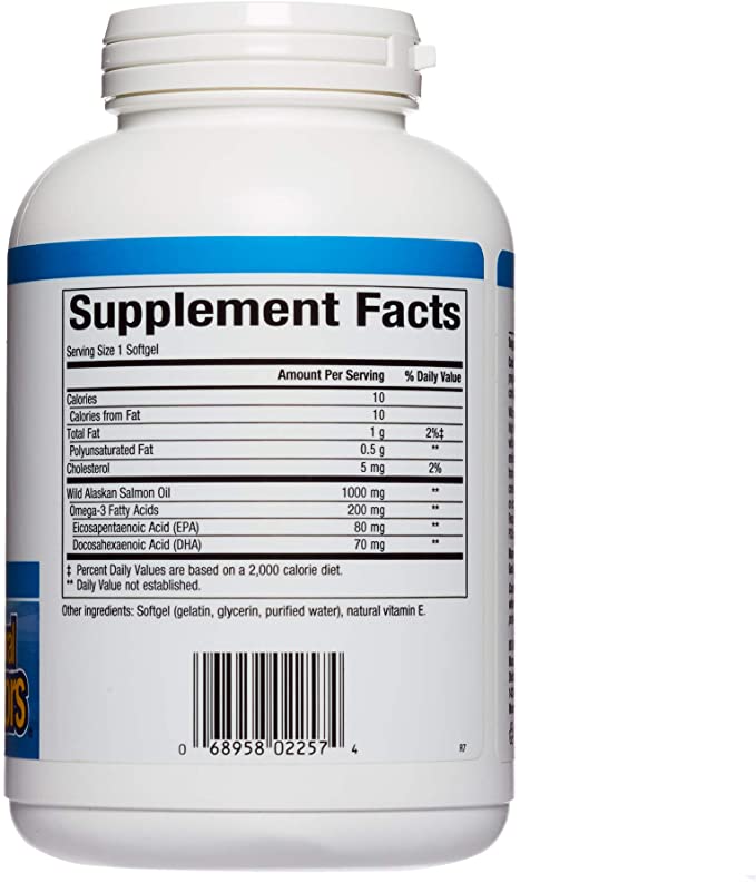 Natural Factors OmegaFactors™ Wild Alaskan Salmon Oil, 1000 mg, 180 Softgels