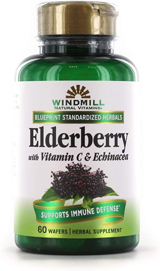 Windmill Elderberry with Vitamin C & Echinacea Capsules 60 Wafers