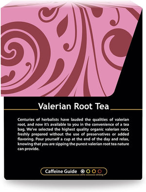 Organic Valerian Root Tea, 18 Bleach-Free Tea Bags – Caffeine Free Tea Supports Healthy Sleep Cycle, Eases Muscle Pain, and Calms the Body and Mind, No GMOs