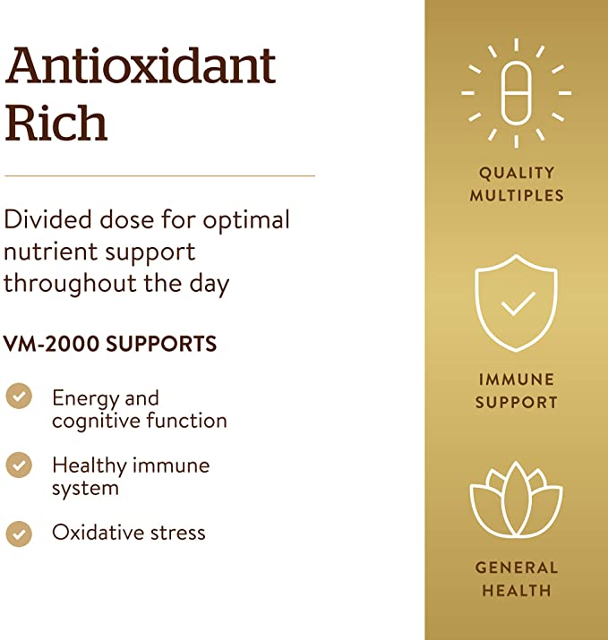 Solgar Formula VM-2000 (Multinutrient System), 180 Tablets - Premium Quality Multiple - Contains Zinc - Supports A Healthy Immune System - Vegan, Dairy Free, Kosher - 90 Servings