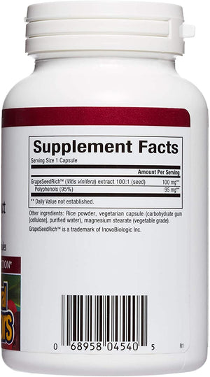 Natural Factors Grape Seed Extract, 100 mg, 120 Vegetarian Capsules