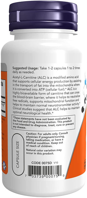 NOW Acetyl-L Carnitine, 500 mg, 50 Veg Caps