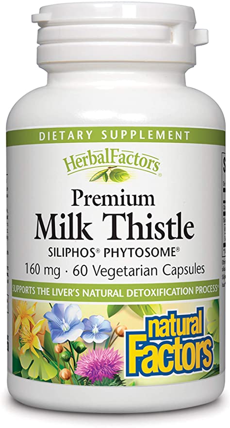 Natural Factors HerbalFactors Premium Milk Thistle, Liver Health Formula, 60 Capsules