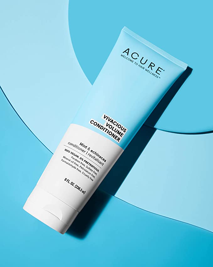 Acure Vivacious Volume Conditioner | Mint &amp; Echinacea Volume Regimen: Lift and Nourish Fine, Fragile Hair for Fullness and Body, 8 Fl Oz