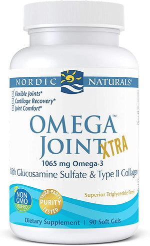 Nordic Naturals Omega Joint Xtra, Lemon - 90 Soft Gels - 1065 mg Omega-3 + Glucosamine Sulfate & Type 2 Collagen - Joint Health, Cartilage Recovery - Non-GMO - 30 Servings - Discount Nutrition Store