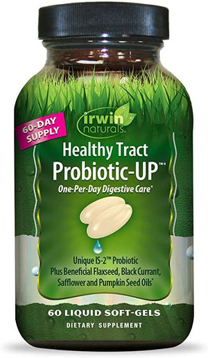 Irwin Naturals Healthy Tract Probiotic-UP 3 Billion Live Cultures - Shelf Stable - 60 Liquid Softgels - Discount Nutrition Store