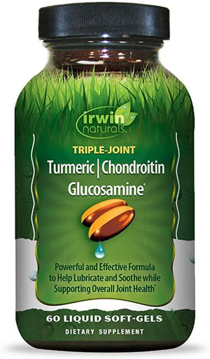 Irwin Naturals Triple Joint Turmeric Chondroitin Glucosamine - Naturally Lubricate & Soothe Joint Discomfort - 60 Liquid Softgels - Discount Nutrition Store