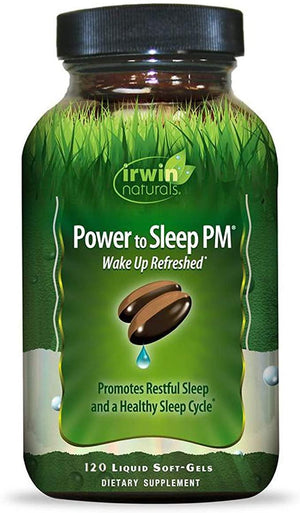 Irwin Naturals Power to Sleep PM - Relaxing Blend of Melatonin, GABA, Ashwagandha, Valerian, L-Theanine & More - Calm Mind & Body - 120 Liquid Softgels - Discount Nutrition Store