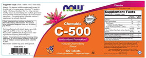 NOW Foods Chewable C-500 Natural Cherry-Berry, 100 Tablets