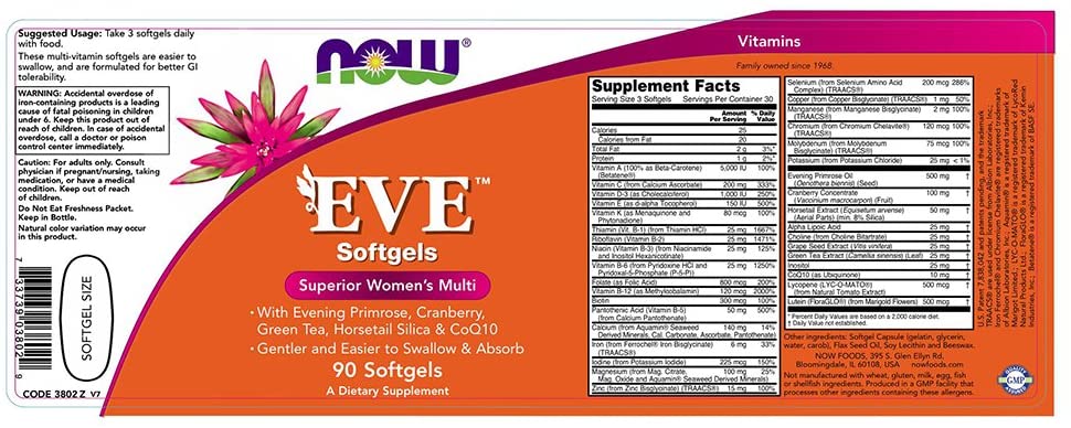 NOW Foods EVE™ Superior Women&#39;s Multi Softgels, 90 Softgels