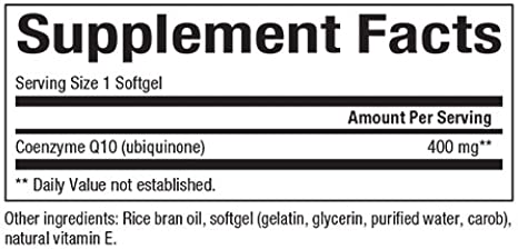 Natural Factors Coenzyme Q10 400 mg, Natural Coenzyme Q10 Supplement for Energy, Heart and Cognitive Support, 60 Softgels