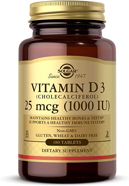 Solgar Vitamin D3 Cholecalciferol, 25 mcg, 180 Tablets