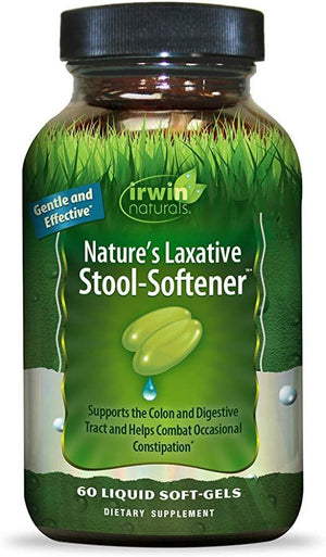 Irwin Naturals Nature's Laxative Stool-Softener - Occasional Constipation Support Herbal Blend with Cape Aloe + Psyllium - 60 Liquid Softgels - Discount Nutrition Store