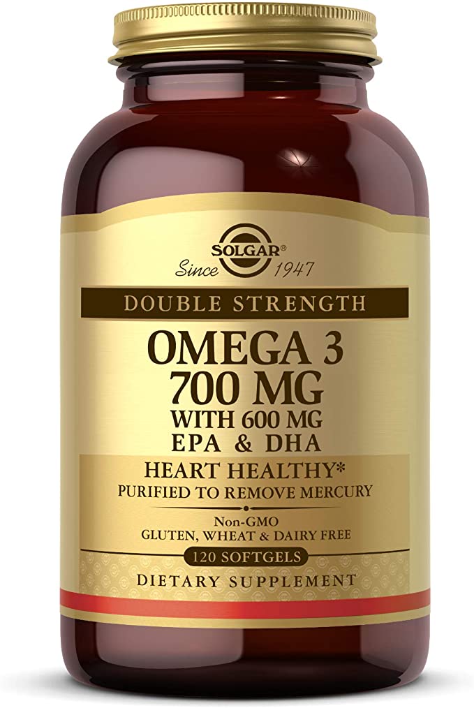 Solgar Double Strength Omega-3 700 mg, 120 Softgels - Fish Oil Supplement - Support for Cardiovascular, Joint &amp; Cellular Health - Contains EPA &amp; DHA Omega 3 Fatty Acids - Gluten Free - 120 Servings