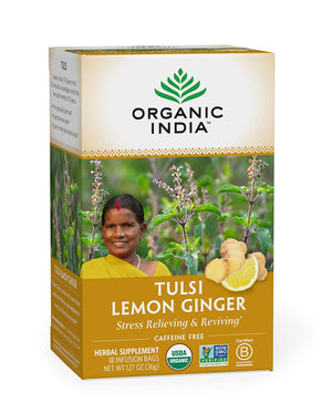 Organic India Tulsi Tea Lemon Ginger, 18 Tea Bags