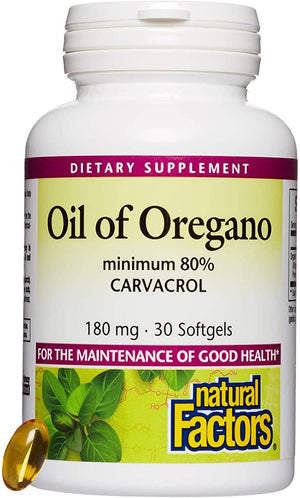 Natural Factors, Oil of Oregano 180 mg, Helps Maintain Good Health with Extra Virgin Olive Oil, 30 softgels (30 Servings)