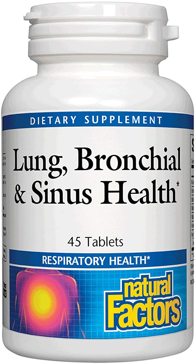 Lung, Bronchial &amp; Sinus Health by Natural Factors, Natural Supplement for Respiratory Health and Easy Breathing, 45 tablets (45 servings)