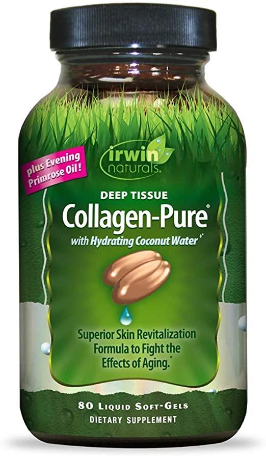 Irwin Naturals Deep Tissue Collagen-Pure with Coconut Water - Intensive Skin Nourishment - 80 Liquid Softgels - Discount Nutrition Store