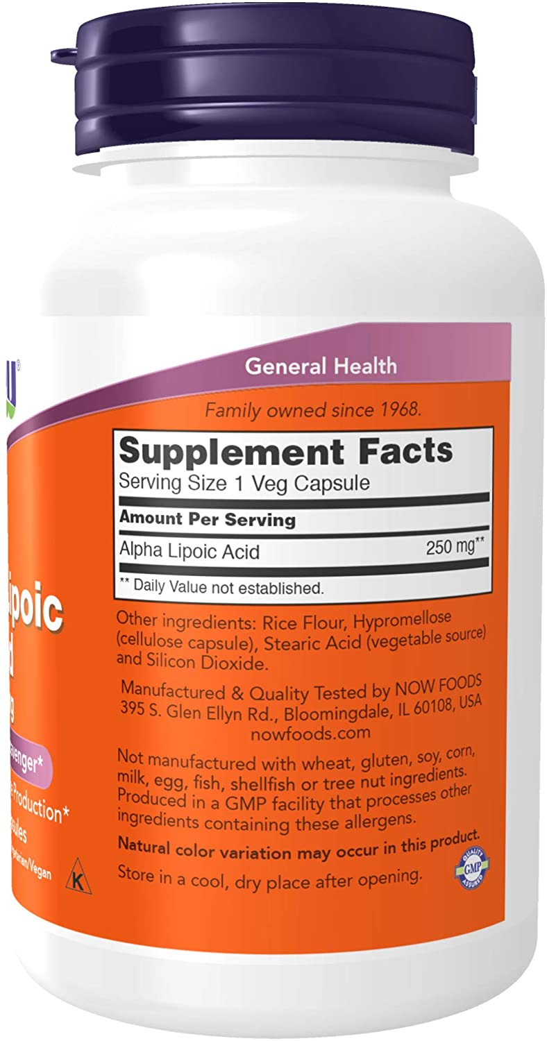 NOW Alpha Lipoic Acid, 250 mg, 120 VegCaps