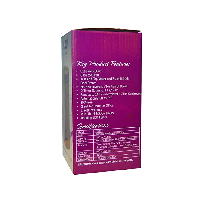 NOW Solutions Real Bamboo Ultrasonic Oil Diffuser, 1 Diffuser