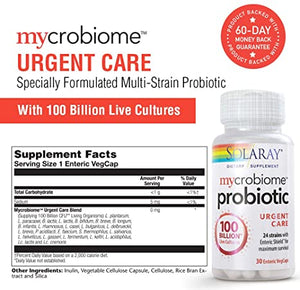 Solaray Mycrobiome™ Probiotic Urgent Care, 100 billion CFU, 30 Enteric Coated VegCaps