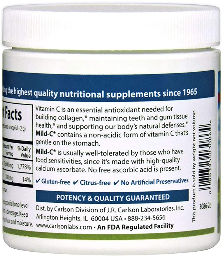Carlson - Mild-C, Vitamin C Powder, Supports Healthy Immune Function, 35 oz (1,000 g)