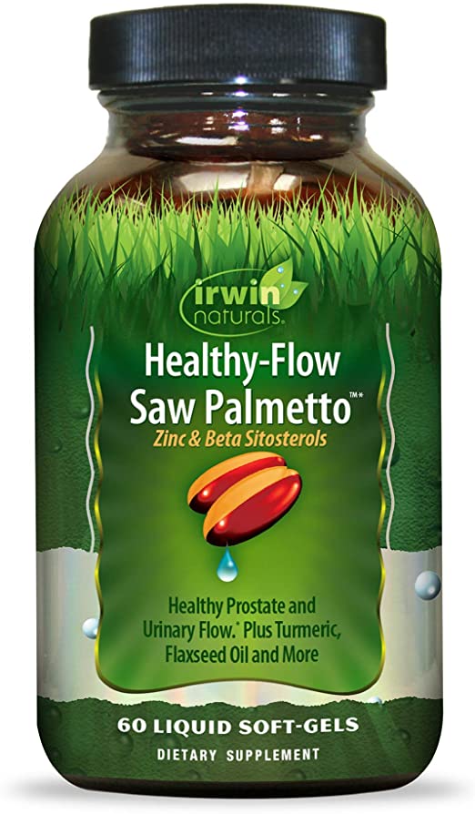 Irwin Naturals Healthy Flow Saw Palmetto with Zinc, Beta Sitosterols, Turmeric, Stinging Nettle &amp; Pumpkin Seed - Promotes Healthy Prostate &amp; Urinary Flow - Antioxidant Support - 60 Liquid Softgels