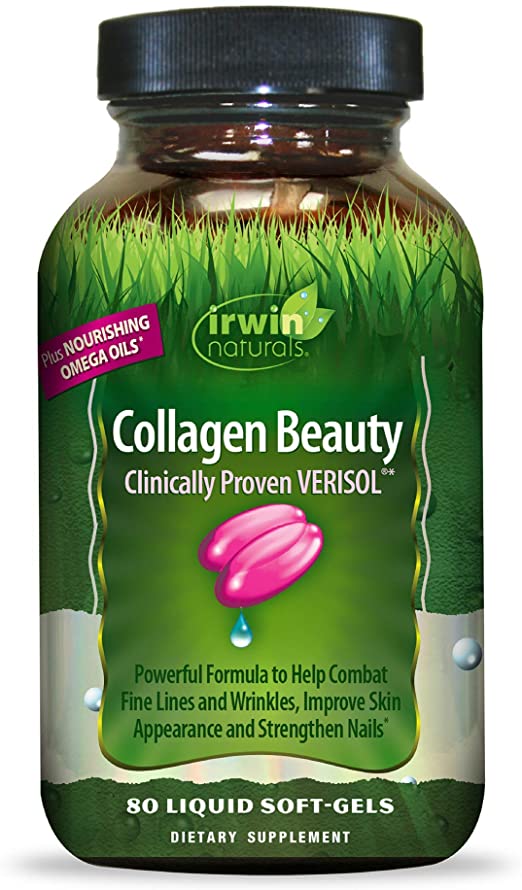 Irwin Naturals Collagen Beauty - 80 Liquid Softgels - Helps Combat Fine Lines & Wrinkles, Improves Skin Appearance & Strengthens Nails - 13 Total Servings