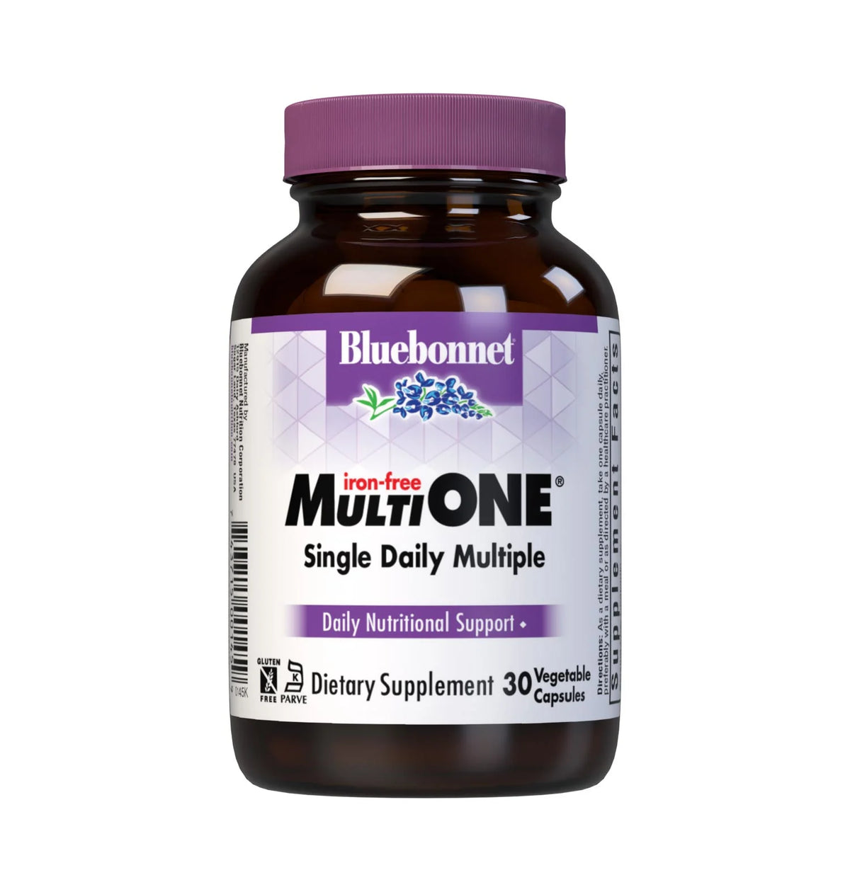 Bluebonnet Nutrition Multi One (iron Free) Vegetable Capsules for Complete Full Spectrum Multiple, B Vitamins, General Health, Gluten free, milk free, kosher, 60 Vegetable Capsules, 2 Month Supply