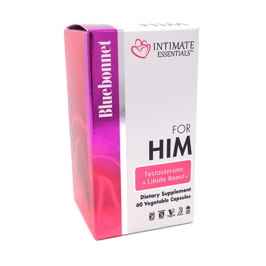 Bluebonnet Nutrition Intimate Essentials for Him, Testosterone &amp; Libido Boost*, on-GMO, Vegan, Kosher Certified, Gluten-Free, Soy-Free, Milk-Free, 60 Vegetable Capsules, 30 Servings