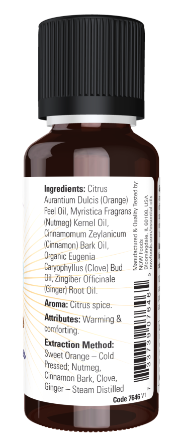 NOW Foods Essential Oils, Spiced Cider Oil Blend, Citrus Spice Scent With Warm and Comforting Attributes, 1-Ounce