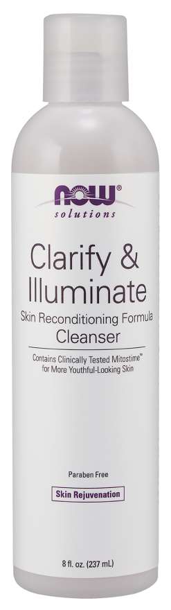 NOW Solutions, Clarify and Illuminate Cleanser, Silky Skin Rejuvenating Formula with Mitostime™ for More Youthful Looking Skin, 8-Ounce