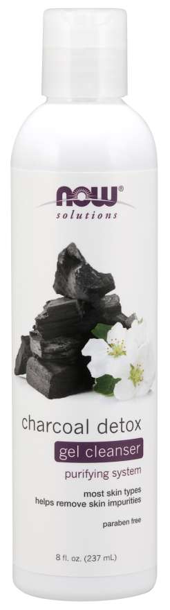 NOW Solutions, Charcoal Detox Gel Cleanser, Purifying System, for Most Skin Types, 8-Ounce