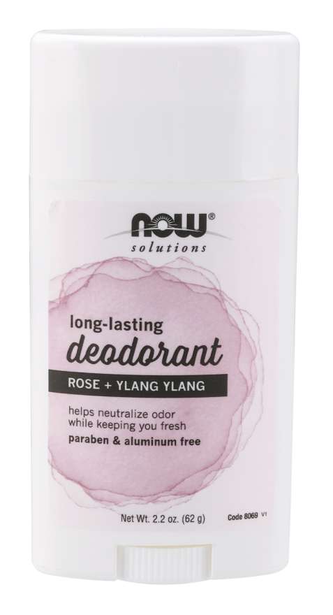 NOW Solutions Long-Lasting Deodorant Stick- Rose + Ylang, 2.2 oz