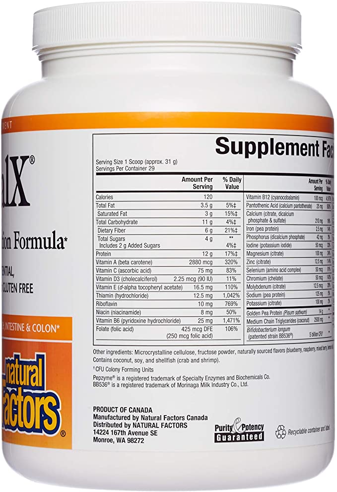 Natural Factors, RevitalX Intestinal Rejuvenation Formula, Soothing Digestive Aid Drink Mix for a Healthy Stomach and Colon, 2 lbs (28 servings)