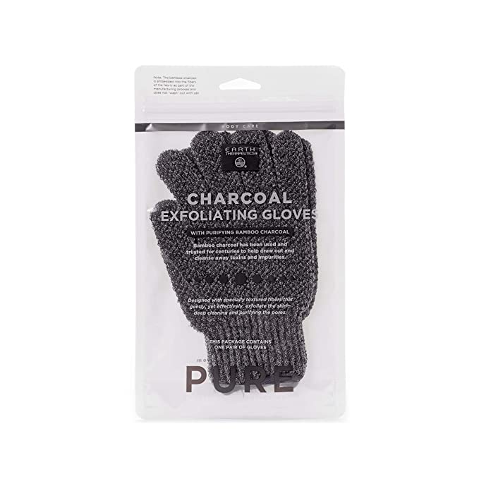 Earth Therapeutics | Purifying Exfoliating Gloves | with Medical Bamboo Charcoal