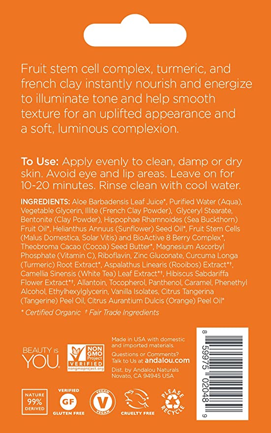 Andalou Naturals Luminous Turmeric Clay Face Mask Pod, 0.28 oz
