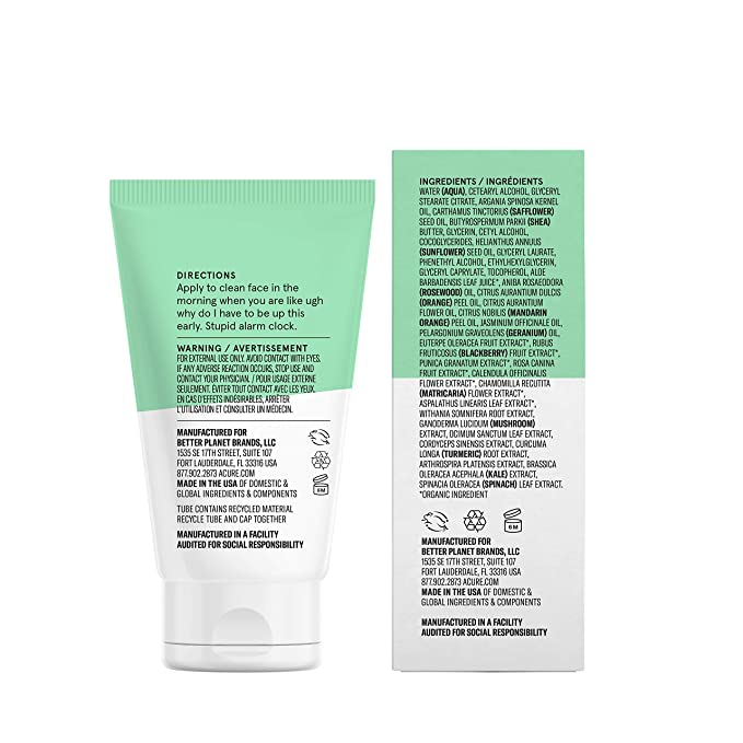 Acure Ultra Hydrating 12 Hour Facial Moisturizer - Intense Morning Moisture for Dry Dull Skin - Infused Blend of Adaptogens Aswagandha &amp; 7 Supergreens - All Natural Vegan Cream Formula - 1 Fl Oz