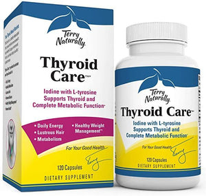Terry Naturally Thyroid Care - Iodine + L-Tyrosine- Thyroid Support Supplement, Promotes Energy, Metabolism & Lustrous Hair - Non-GMO, Gluten-Free, Kosher - Discount Nutrition Store