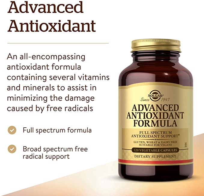 Solgar Advanced Antioxidant Formula - 120 Vegetable Capsules - Non-GMO, Vegan, Gluten Free - 60 Servings