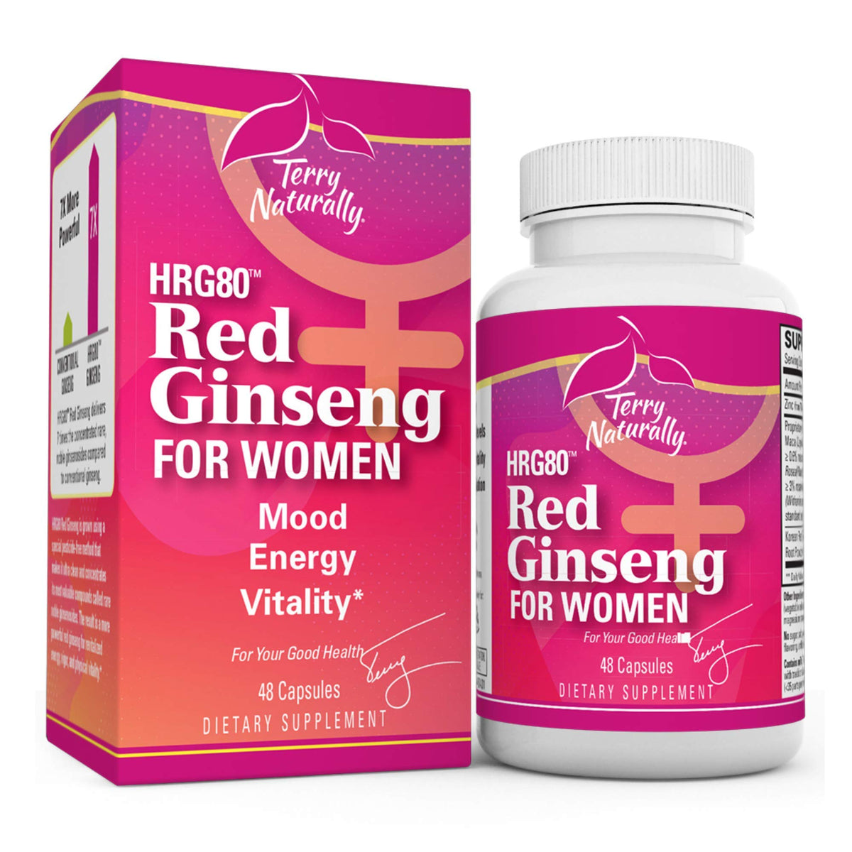 Terry Naturally HRG80 Red Ginseng Female Sexual Enhancement - Dietary Supplement for Circulation, Endurance &amp; Energy Support - Vitality Support with Ashwagandha, Red Ginseng &amp; Zinc - 48 Capsules