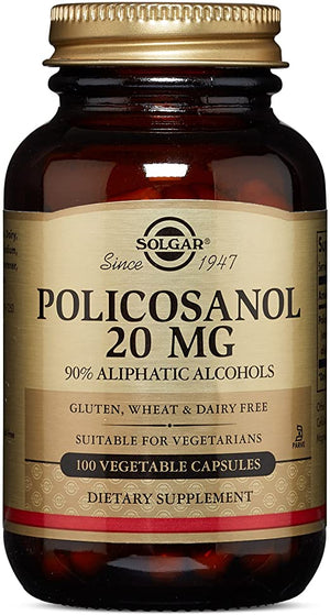 Solgar Policosanol 20 mg, 100 Vegetable Capsules - Supports Heart Health - General Wellness - Vegan, Gluten Free, Dairy Free, Kosher - 100 Servings