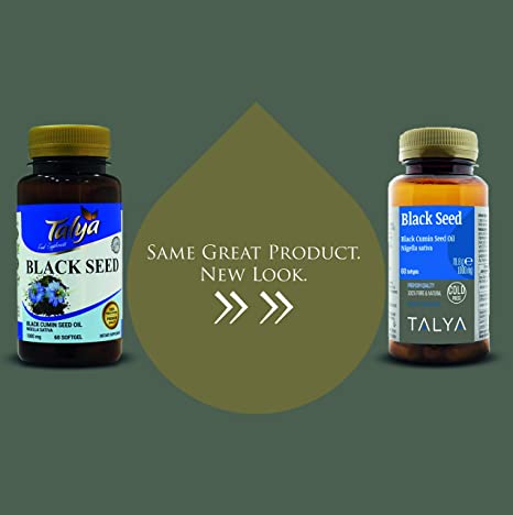 Talya Black Seed Oil Softgel with High Thymoquinone, Cold-Pressed from Non-GMO Turkish Black Cumin Nigella Sativa Seeds, No Glyphosate, 1000MG per Softgel