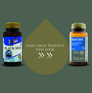 Talya Black Seed Oil Softgel with High Thymoquinone, Cold-Pressed from Non-GMO Turkish Black Cumin Nigella Sativa Seeds, No Glyphosate, 1000MG per Softgel