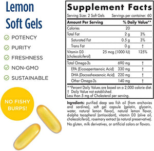 Nordic Naturals Omega-3D™ Lemon, 1000 mg, 120 Softgels