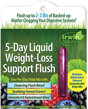 Irwin Naturals 5-Day Liquid Weight-Loss Support Flush Natural - Mixed Berry Flavor - 10 Liquid Tubes - Discount Nutrition Store